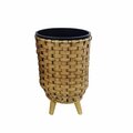 Alpine 13 in. H X 10 in. W X 10 in. D Plastic Wicker Plant Basket Beige/Black YHL852S